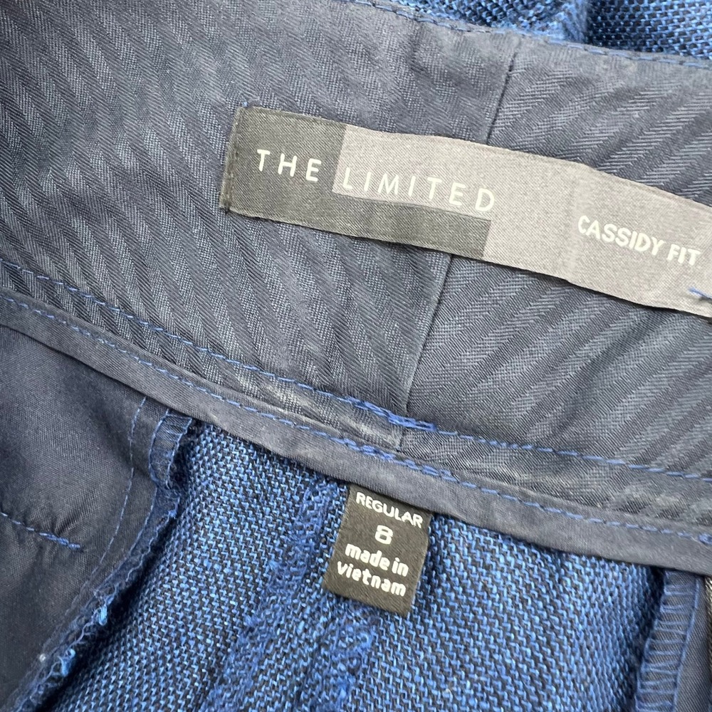 The Limited Cassidy Fit Blue Linen Wide Leg Pants Size 8 Reg Linen Trousers - Picture 3 of 9
